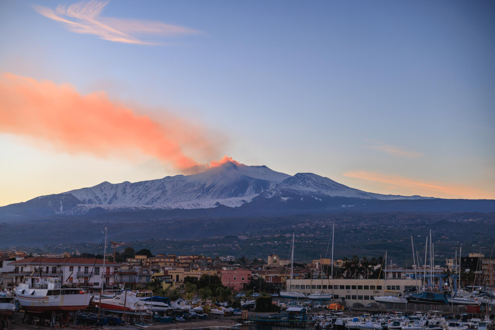 mount etna and sea view